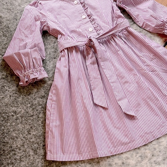 J.Crew Factory Girls’ Purple Stripe Shirt Dress—5T - Picture 4 of 6